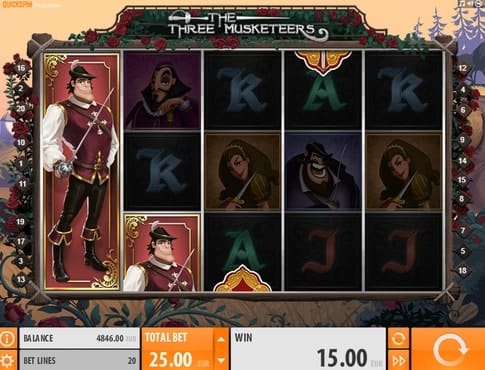 Автомат The Three Musketeers - выигрышная комбинация Выигрышная комбинация в автомате The Three Musketeers