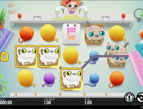 Игровой автомат Not Enough Kittens - призовая комбинация на линии Призовая комбинация на линии в игровом автомате Not Enough Kittens