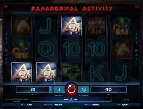 Онлайн автомат Paranormal Activity - выигрыш Выигрыш в онлайн автомате Paranormal Activity